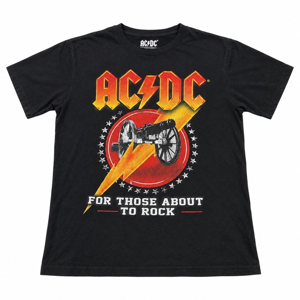 AC/DC For Those About To Rock Cannon Graphic T-Shirt Black Mens Large
